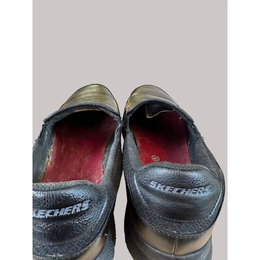 Skechers Size 12 Mens Black Synthetic Slip-Resistant Work Loafers